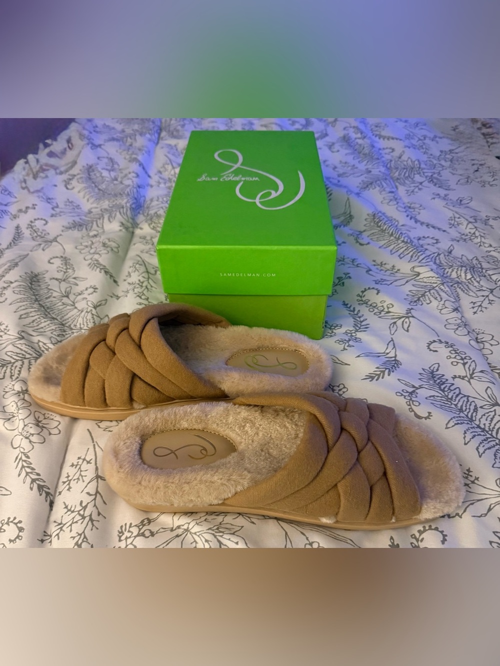 Sam Edelman Tan Braided Plush Slide Slippers